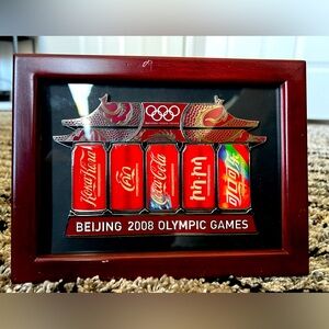 RARE 2008 Bejing Olympics Olympic Games Coca Cola Cans Pagoda Pin Set in Frame